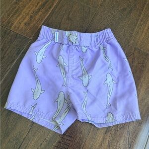 Rugged Butts Purple Whale Print Swim Shorts 2t